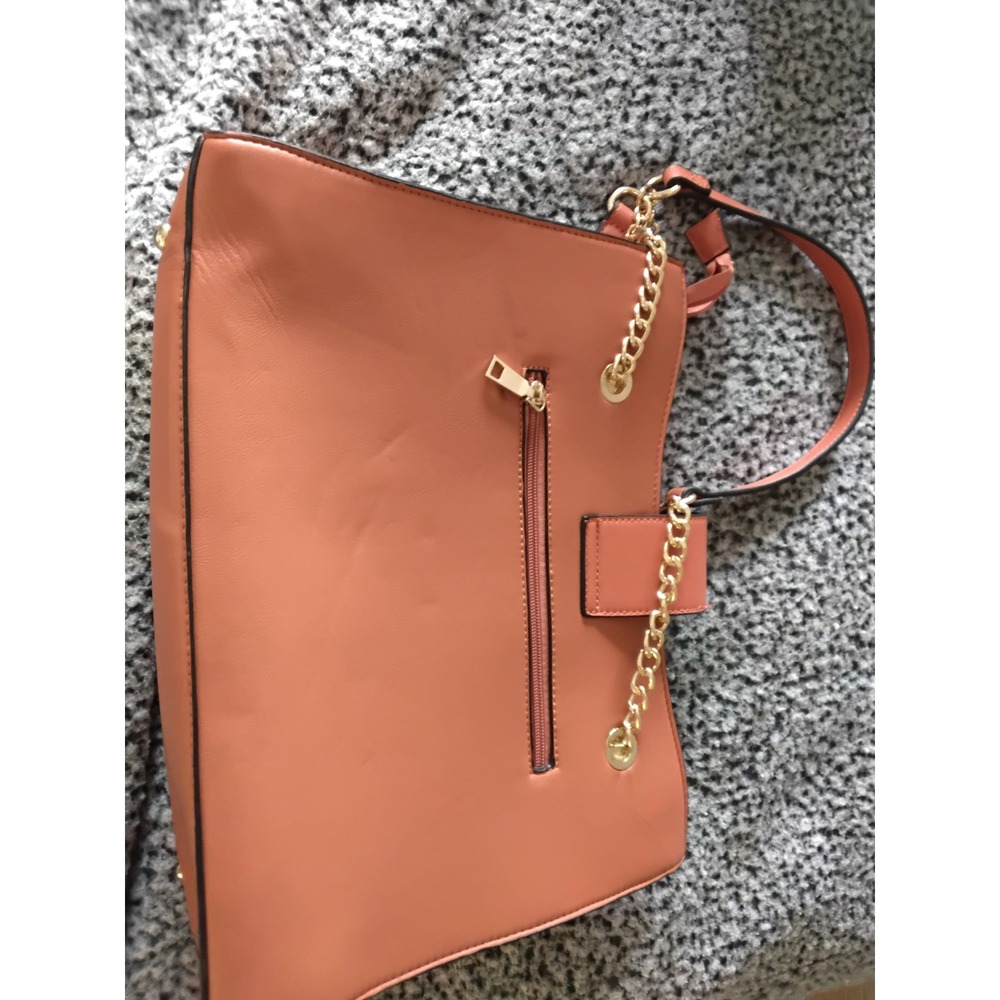 Diophy Women Orange Tan Faux Leather Tote Bag‎ Gold Chain Strap SH-8691S NEW - Picture 6 of 13